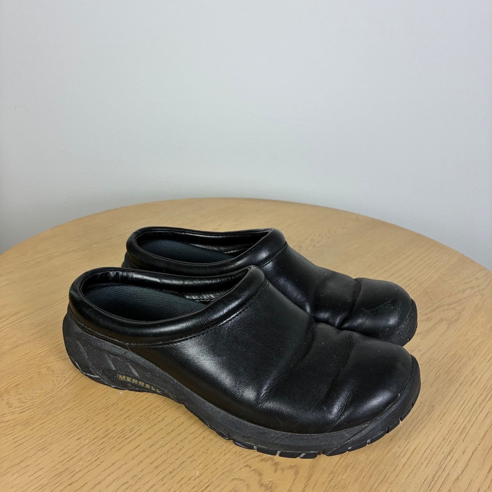 Merrell Low Wedge Leather Slip On Clogs Shoes Women's 7.5 Comfort Support
